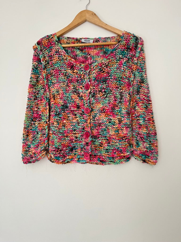 Moschino Cheap and Chic Silk Woven Cardigan.