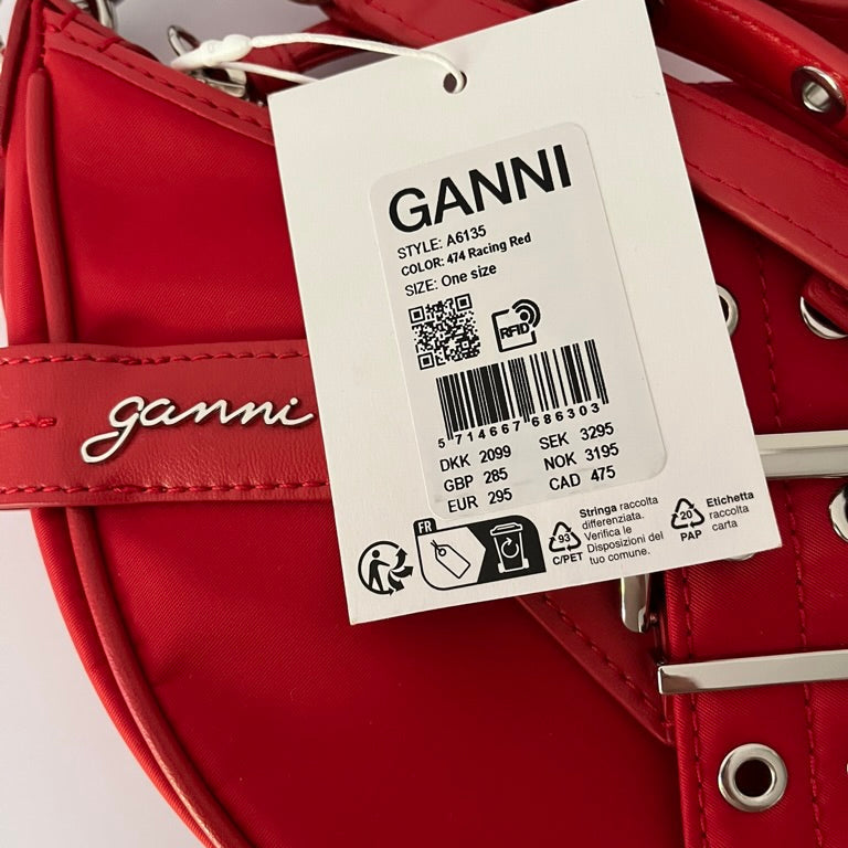 Ganni BNWT Small BUCKY Crossbody Bag in Racing Red.