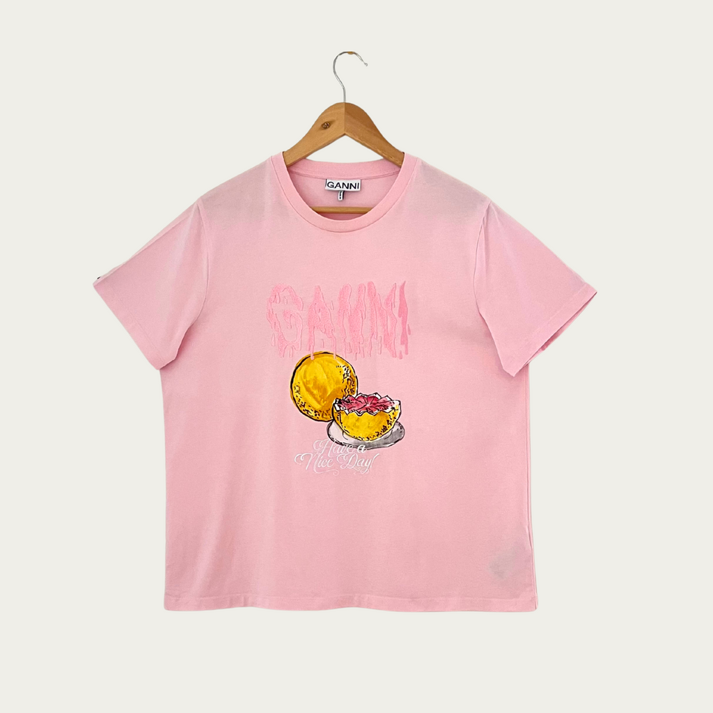 Ganni Jersey Grapefruit Tee Size L.