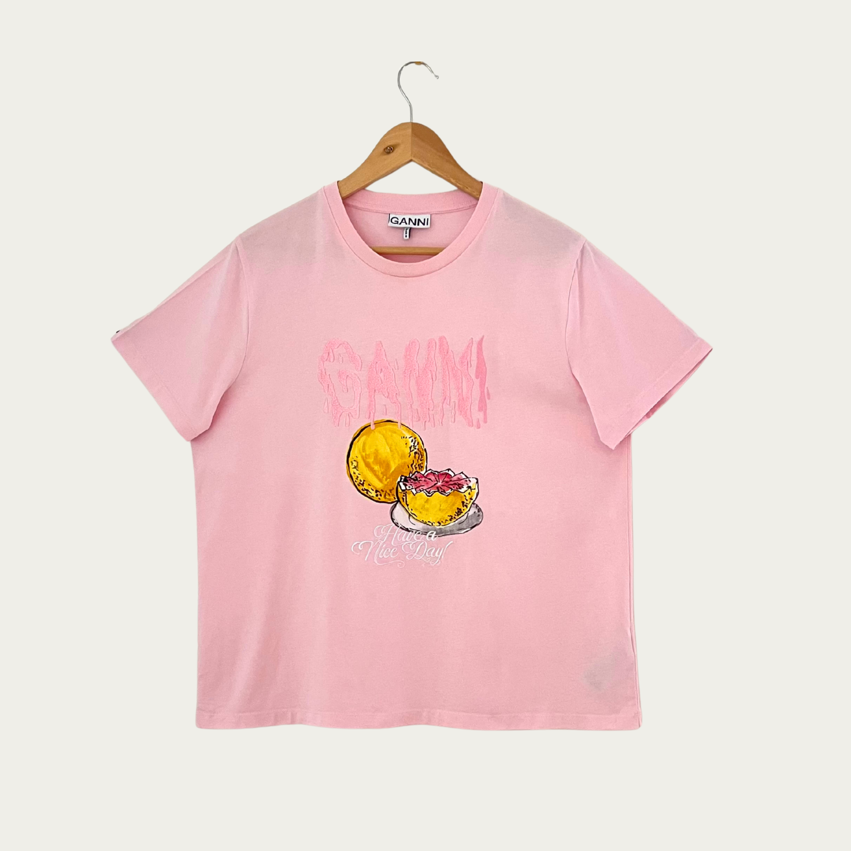 Ganni Jersey Grapefruit Tee Size L.
