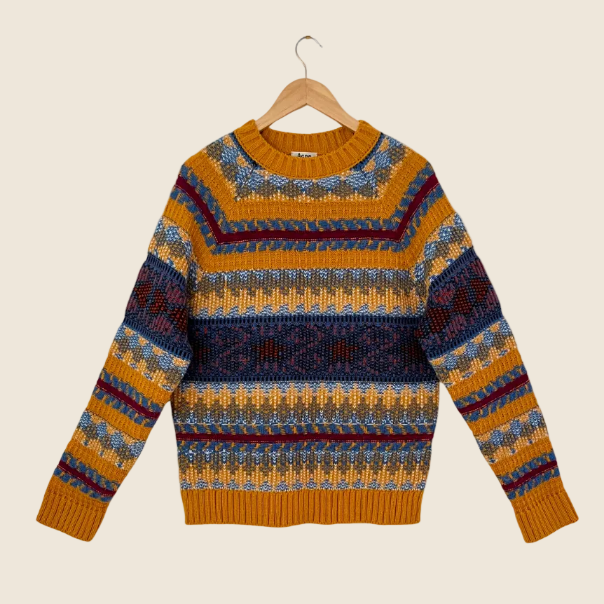 Acne Studios Jacquard Crew Sweater Size L.