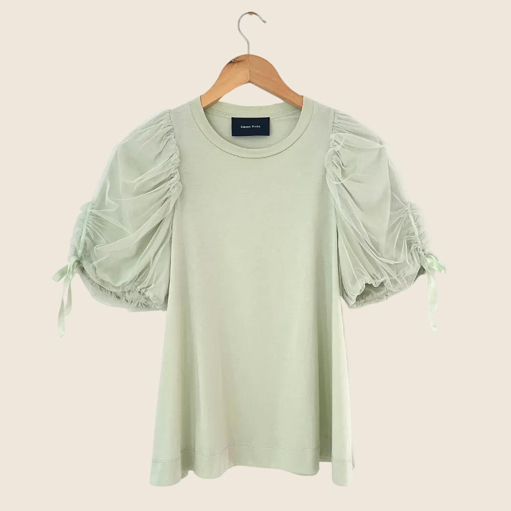 Simone Rocha Green Puff Sleeve T-shirt Size XS.