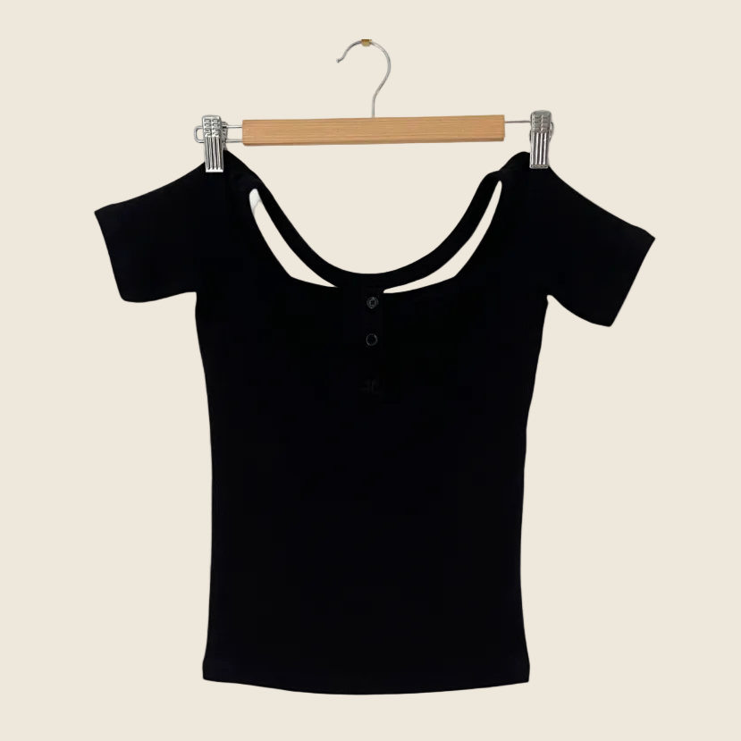Courreges HYPERBOLE 90S Rib Top Size M.