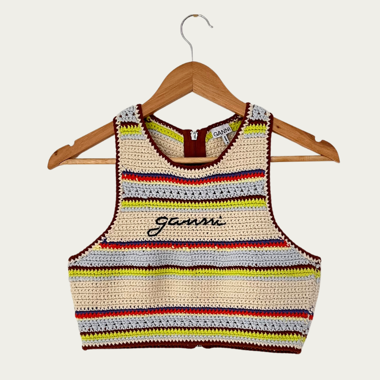 Ganni Crochet Crop Top Size 36/AU8.