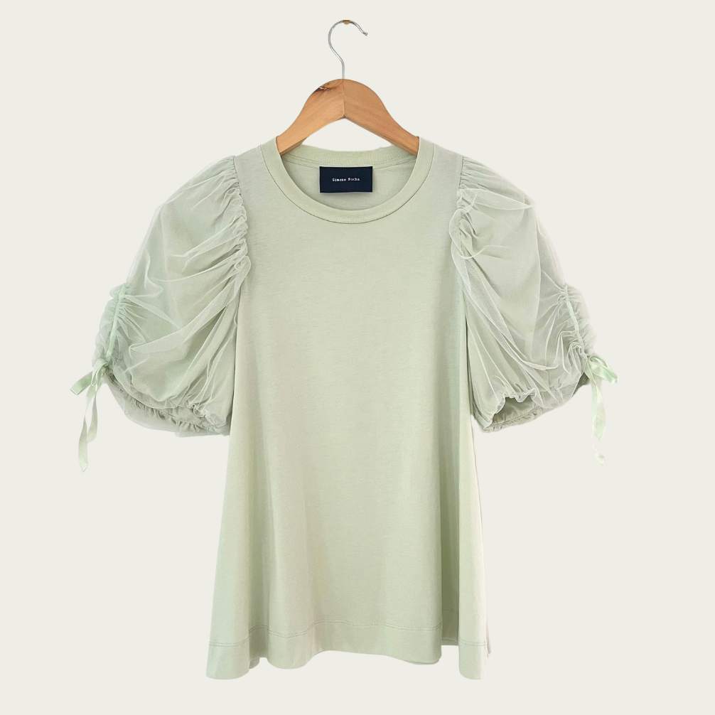 Simone Rocha Green Puff Sleeve T-shirt Size XS.