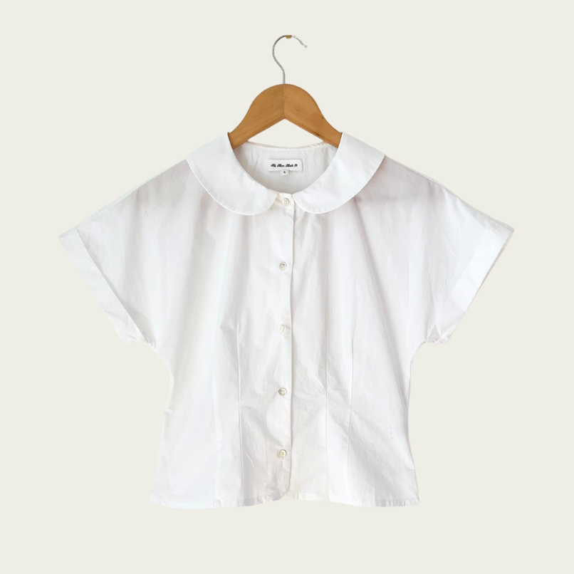 My Mum Made It Curved Collar Cap Sleeve Shirt Size S.