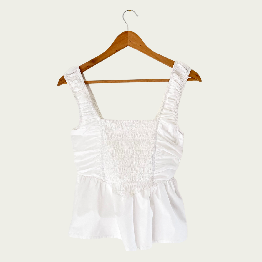 Ganni Gathered Peplum Blouse Size 34/XS.