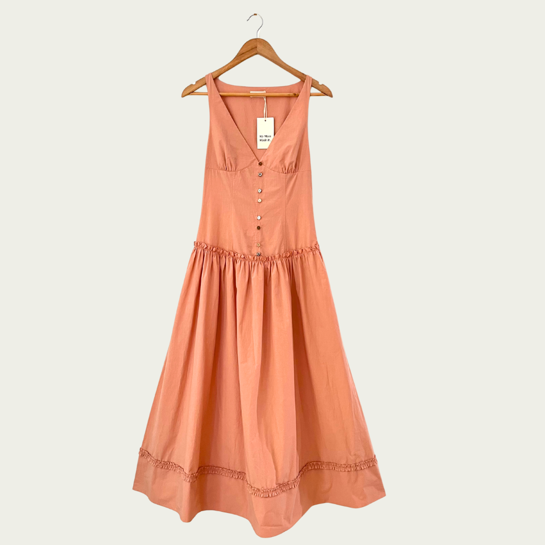 My Mum Made It BNWT Button Dress in Peach Size S.