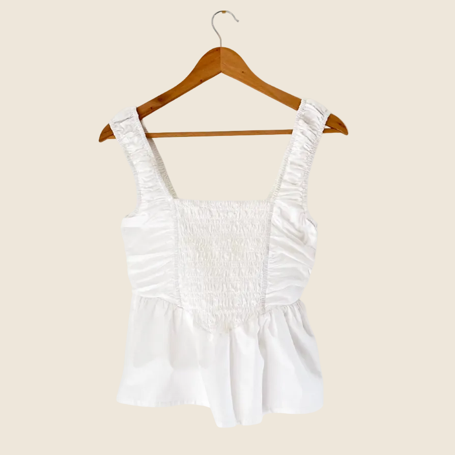 Ganni Gathered Peplum Blouse Size 34/XS.