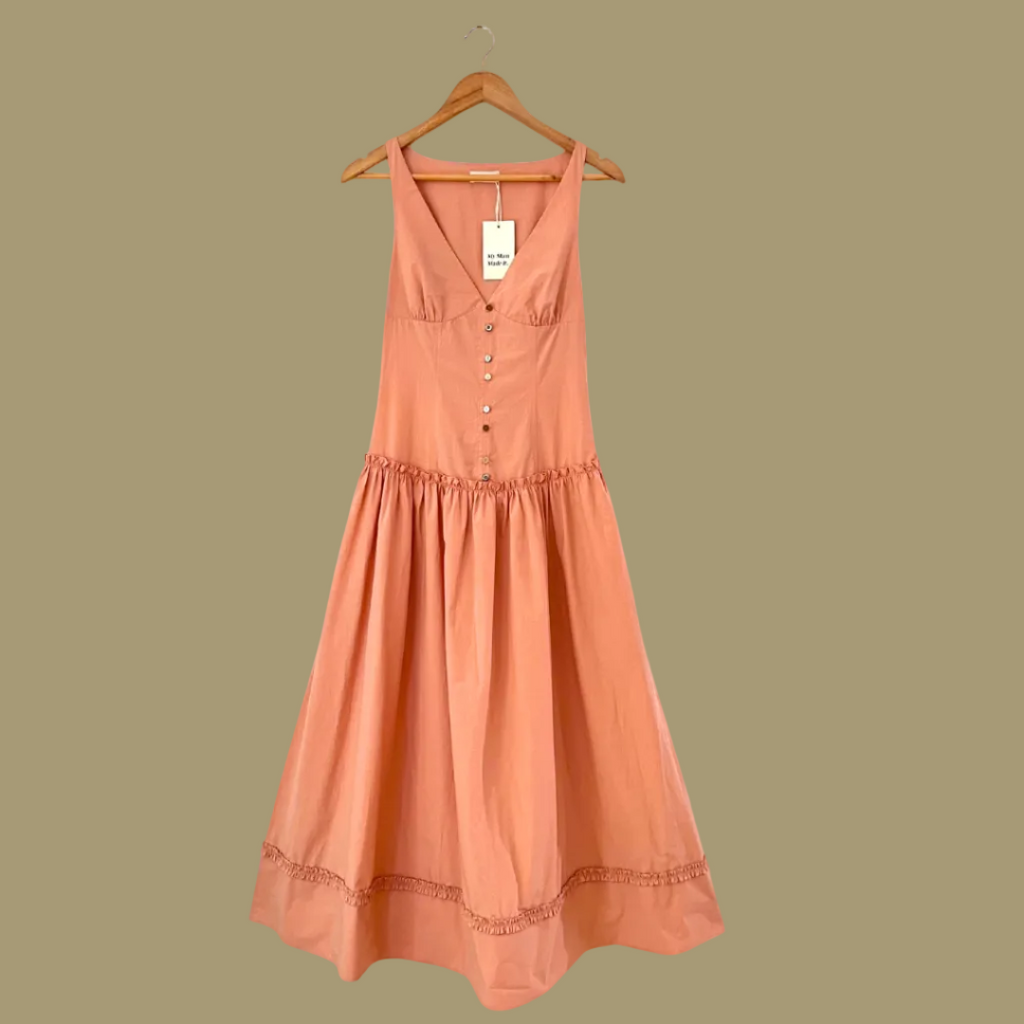 My Mum Made It BNWT Button Dress in Peach Size S.