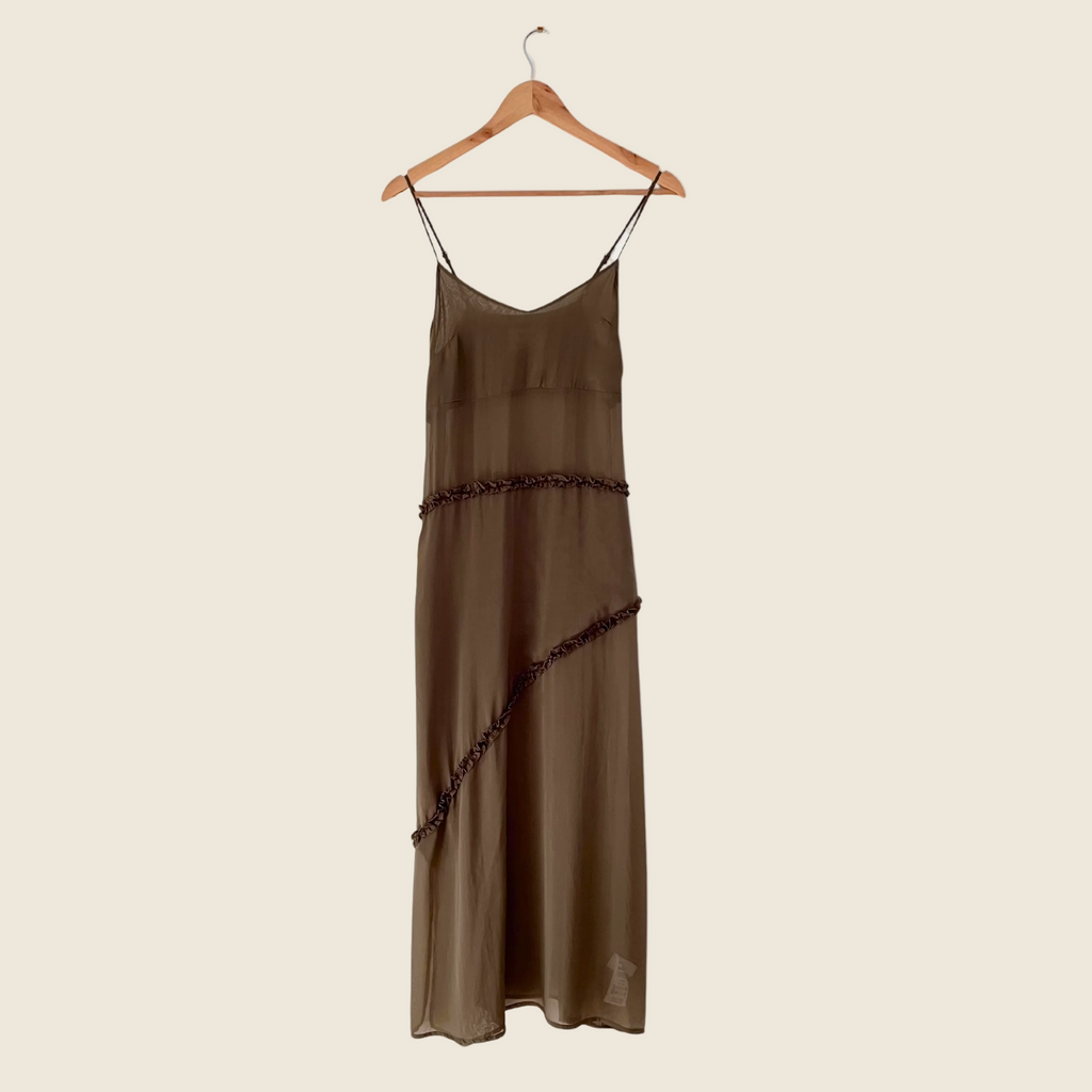 Damson Madder SASHA Ruffle Slip Dress Size UK8/S.