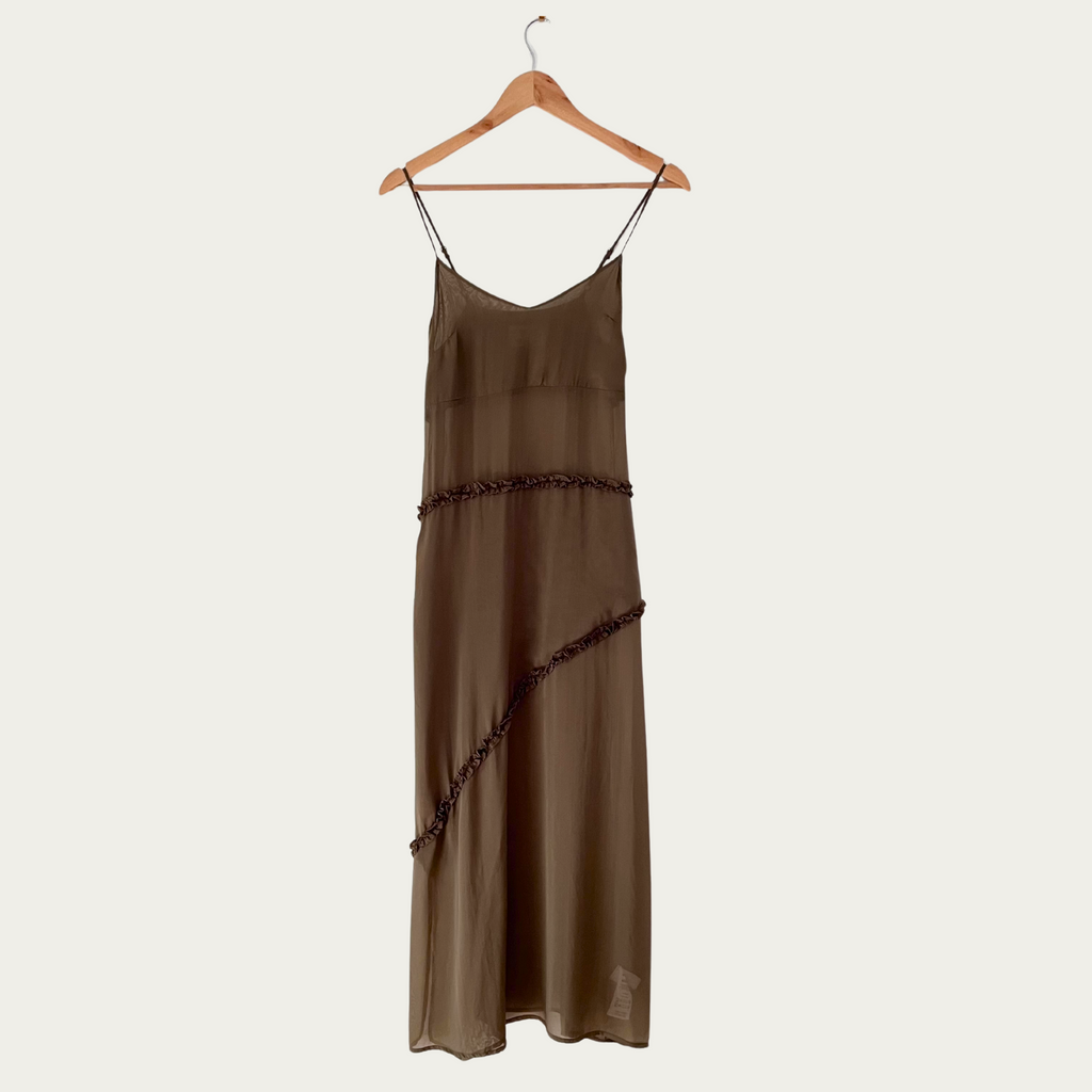 Damson Madder SASHA Ruffle Slip Dress Size UK8/S.