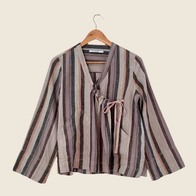 Lee Mathews Linen Wrap Top Size 1/AU8.