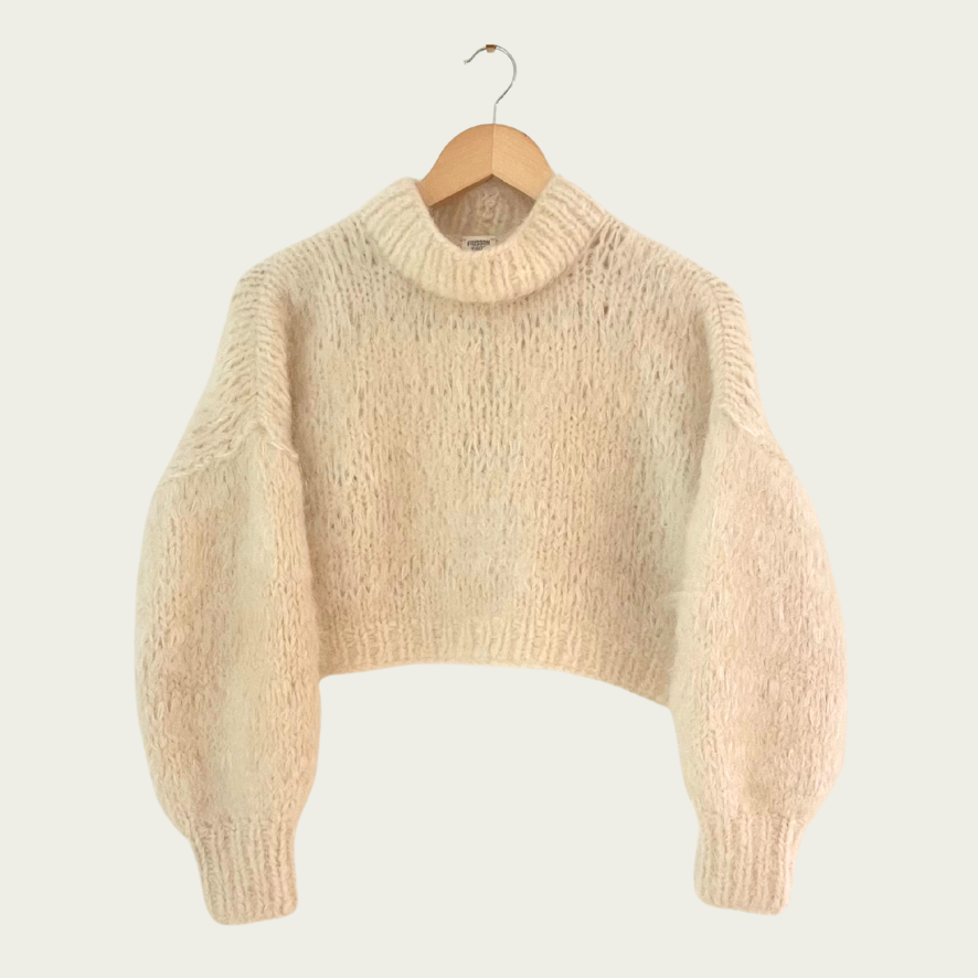 Frisson Knits ISABELLA Sweater in Cream One Size.
