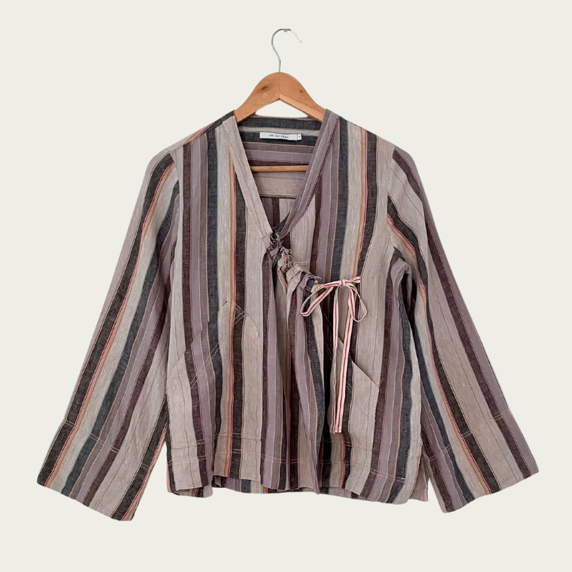 Lee Mathews Linen Wrap Top Size 1/AU8.