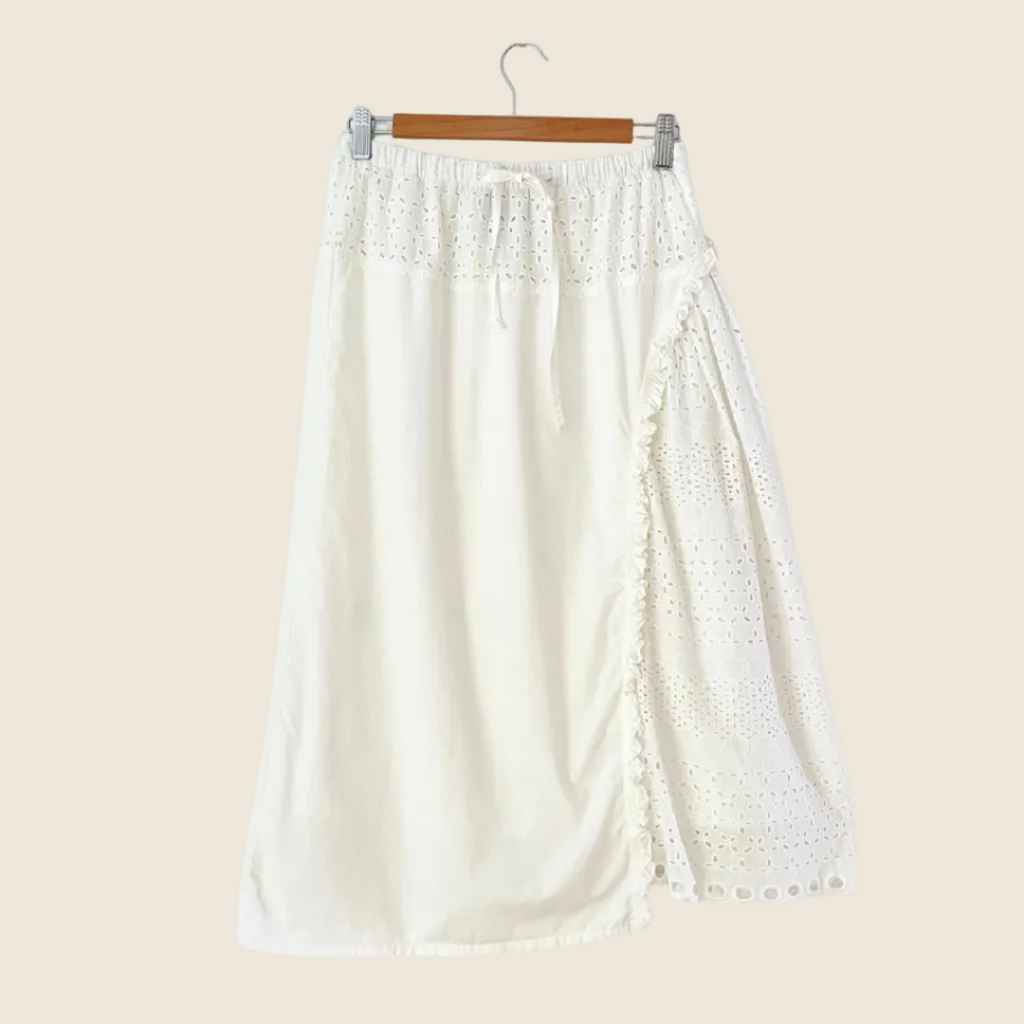 SUKU Home Anglaise/Pointelle Midi Skirt Size 2/AU10.