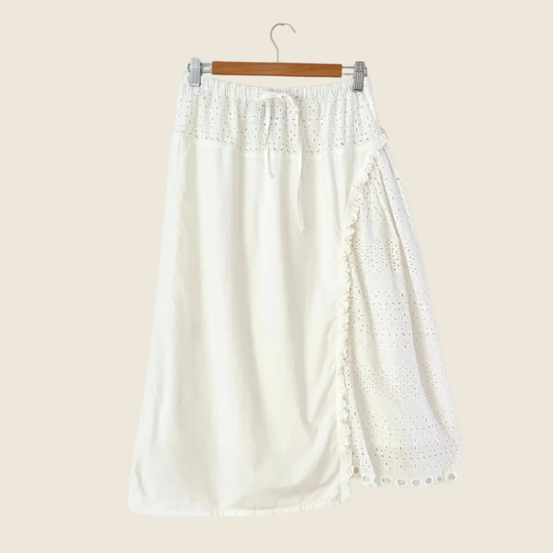 SUKU Home Anglaise/Pointelle Midi Skirt Size 2/AU10.