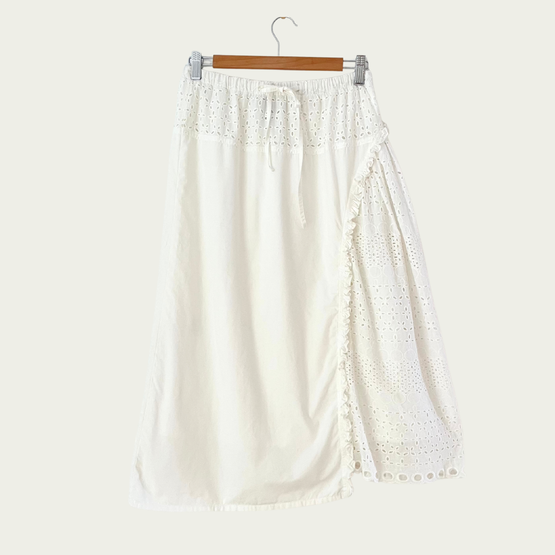 SUKU Home Anglaise/Pointelle Midi Skirt Size 2/AU10.