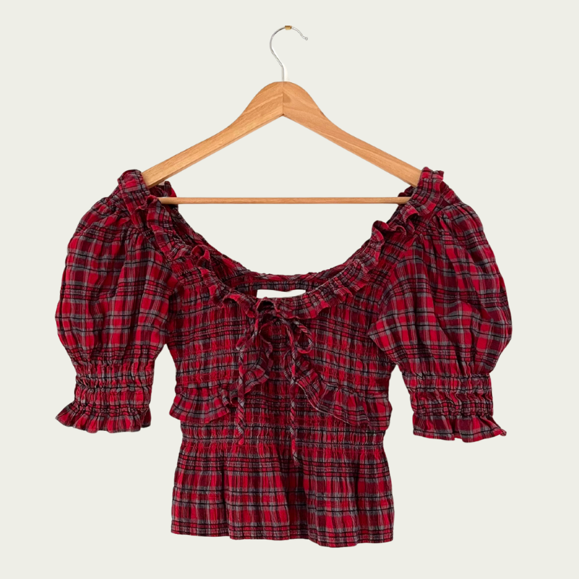 Damson Madder MEGHAN Puff Sleeve Blouse Size 8.