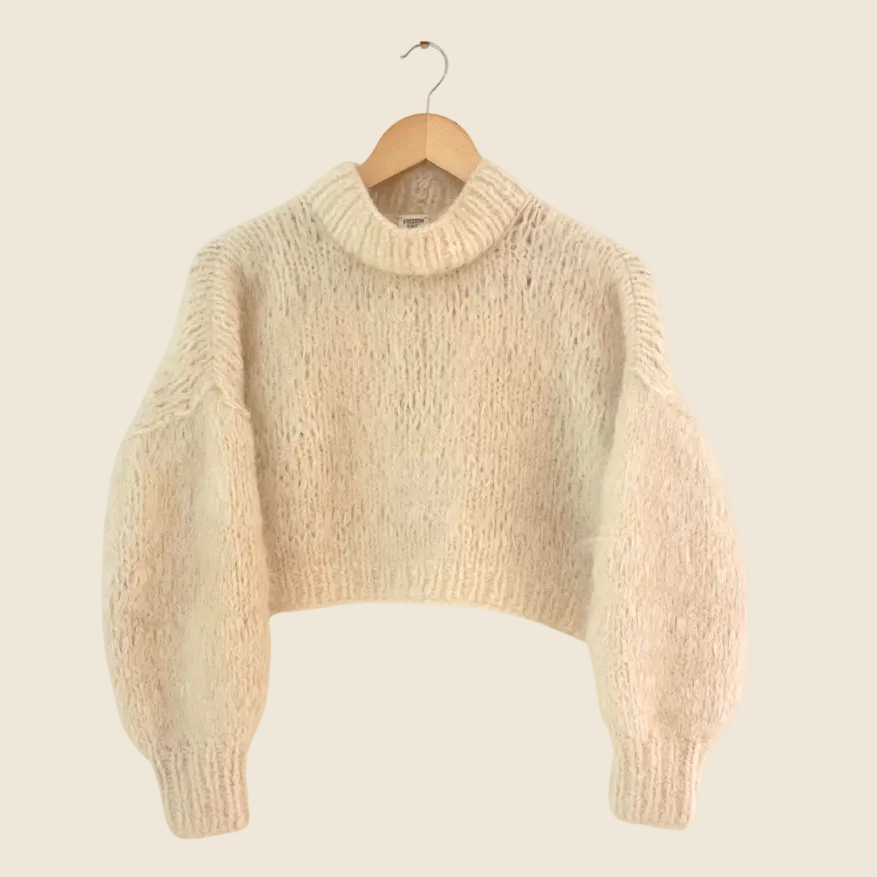 Frisson Knits ISABELLA Sweater in Cream One Size.