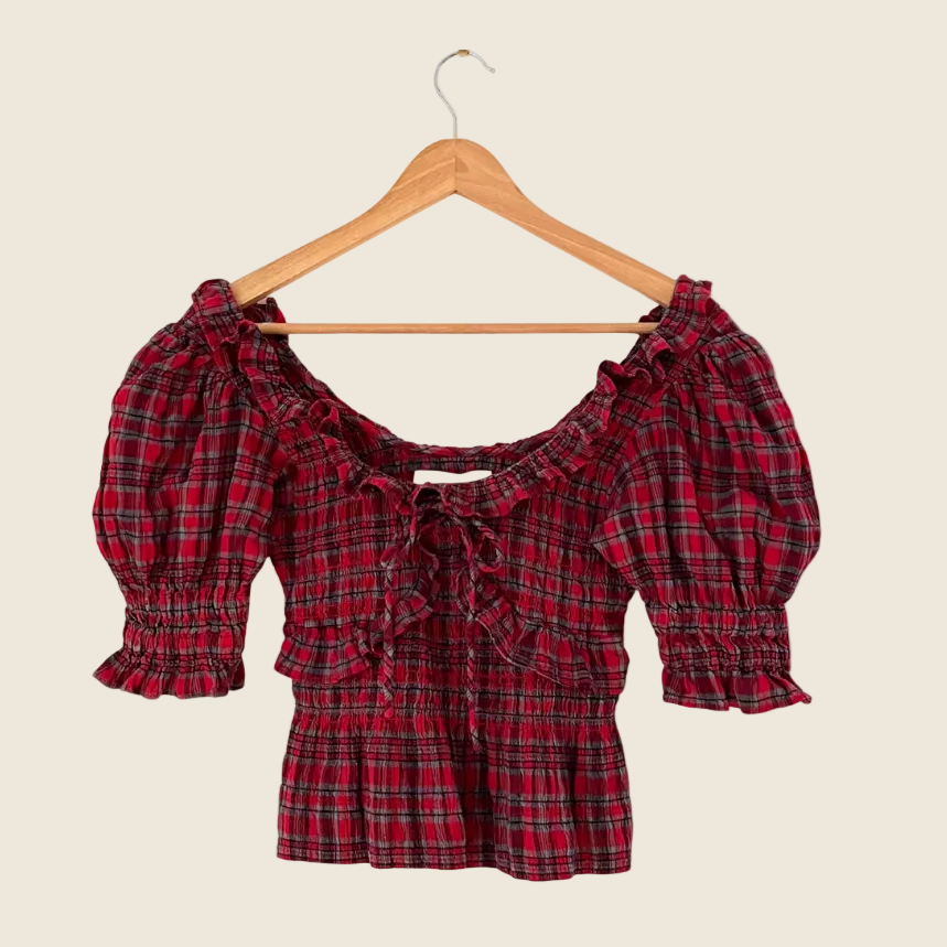 Damson Madder MEGHAN Puff Sleeve Blouse Size 8.
