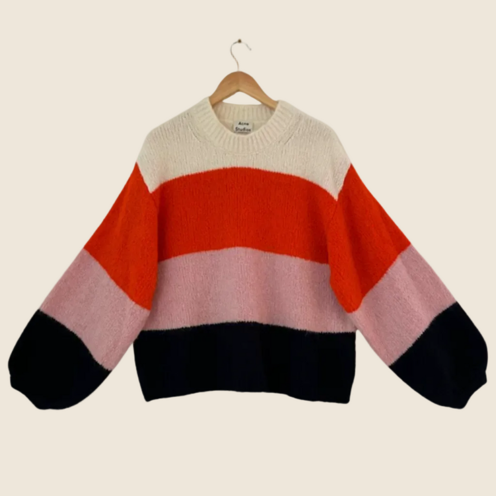 ACNE Studios KAZIA Wool Sweater in Coral Multi Size XS-S.
