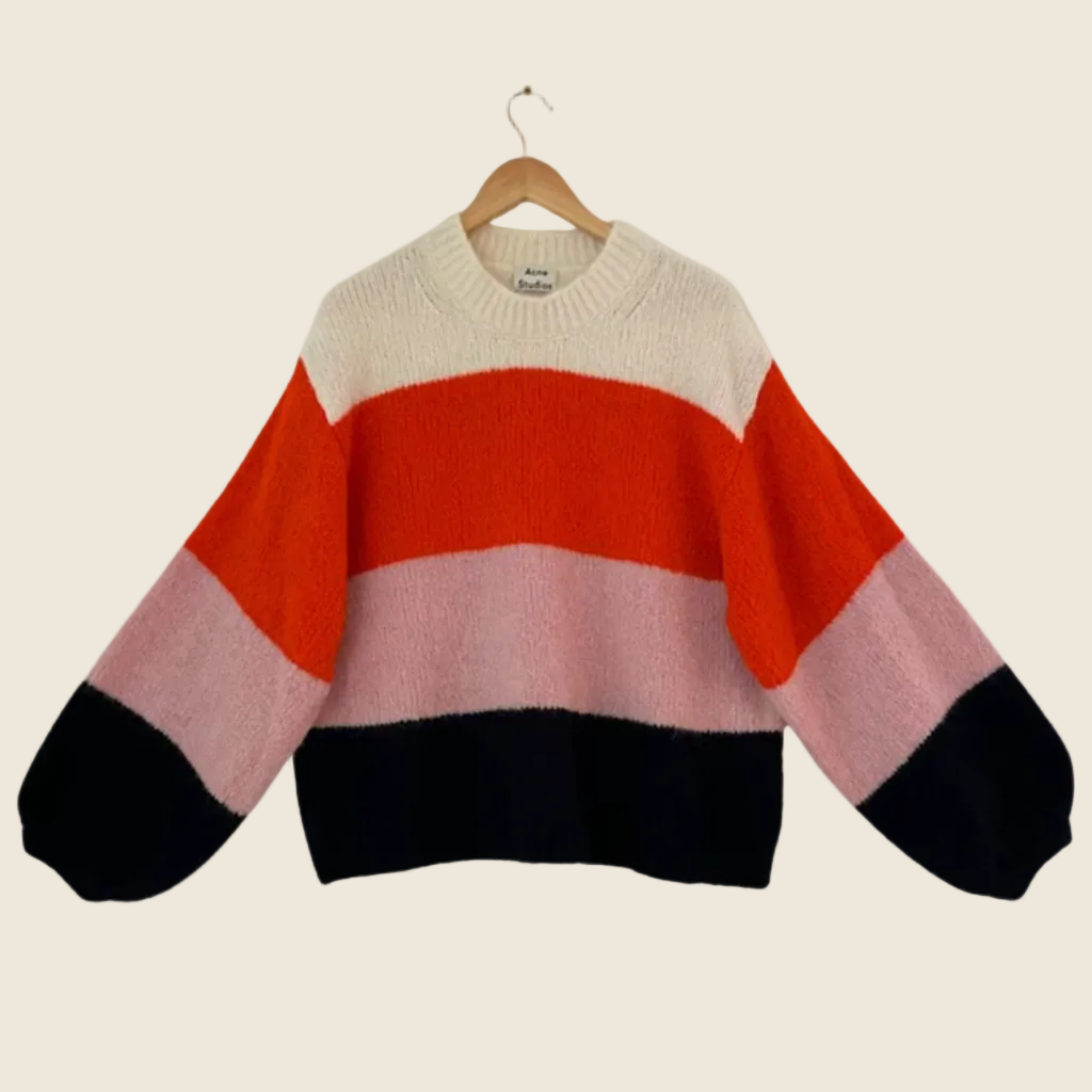 ACNE Studios KAZIA Wool Sweater in Coral Multi Size XS-S.