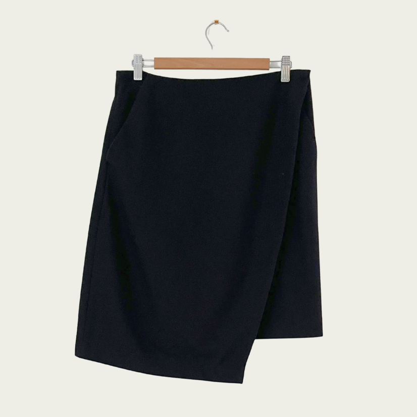 Alpha60 Asymmetrical Wool Blend Mini Skirt Size M.