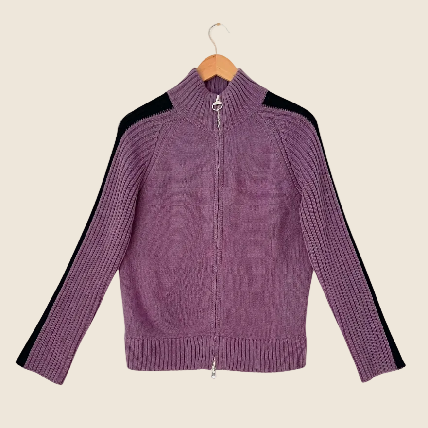 Open YY 2 WAY Zip Track Knit Jacket in Purple Size 2/M.