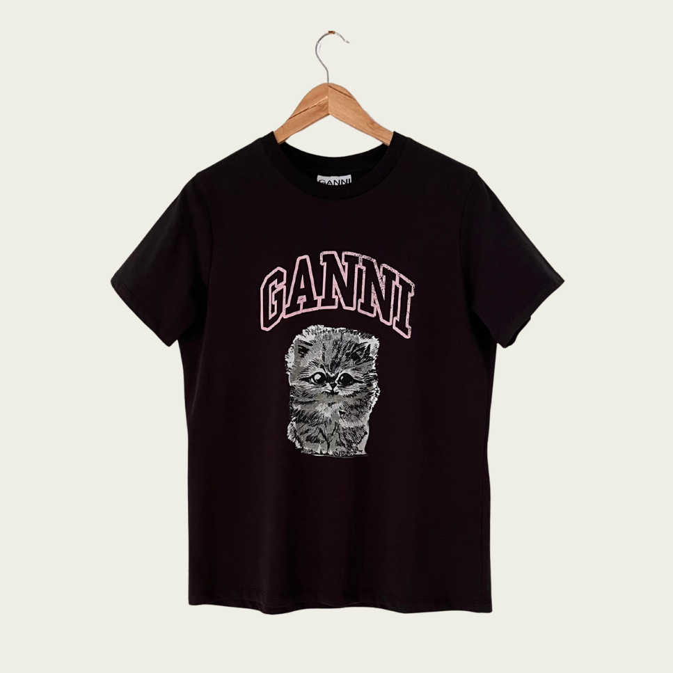 Ganni Kitten T-shirt in Phantom Size M.