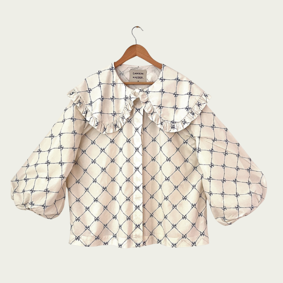 Damson Madder LOLA Blouse in Bow Print Size 16.