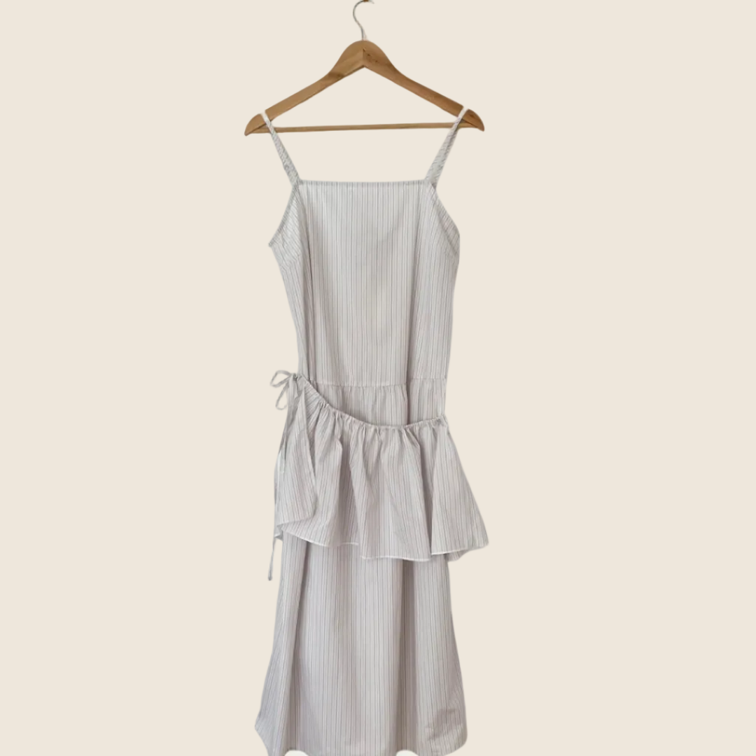Deiji Studios BNWT PEPLUM Dress in Pacific Stripe Size M.