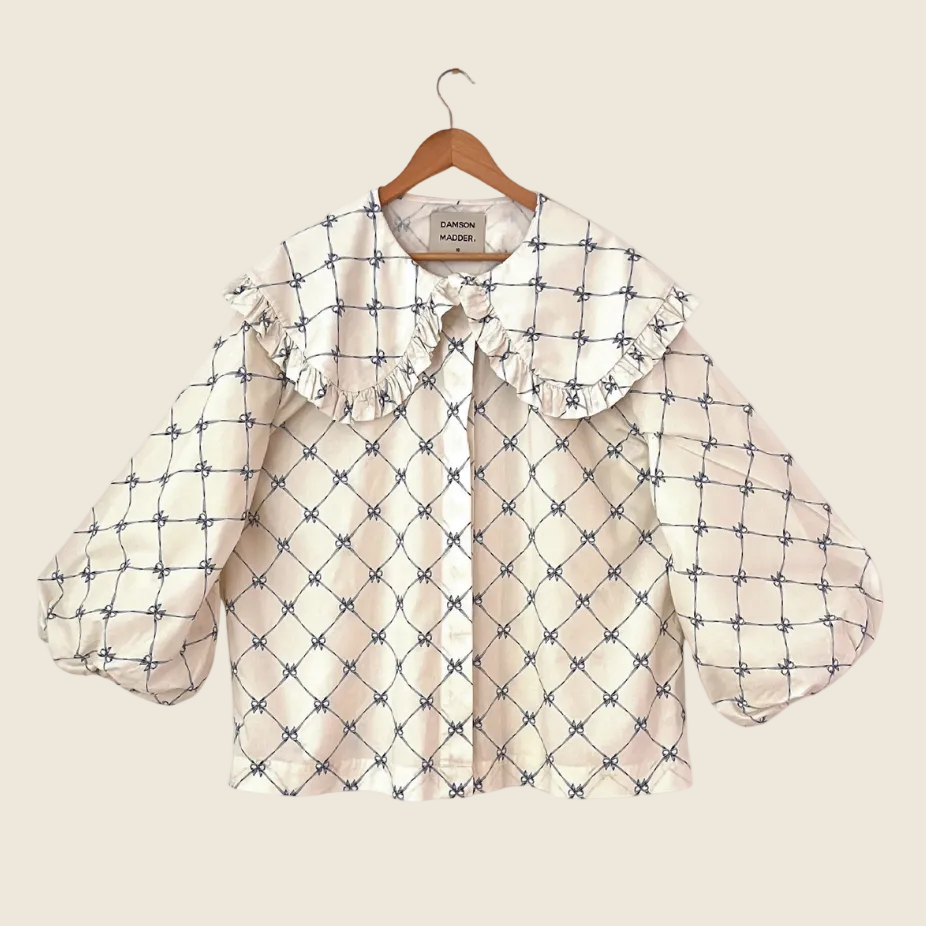 Damson Madder LOLA Blouse in Bow Print Size 16.