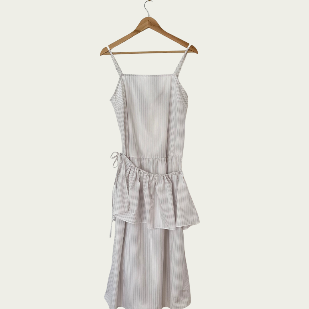 Deiji Studios BNWT PEPLUM Dress in Pacific Stripe Size M.