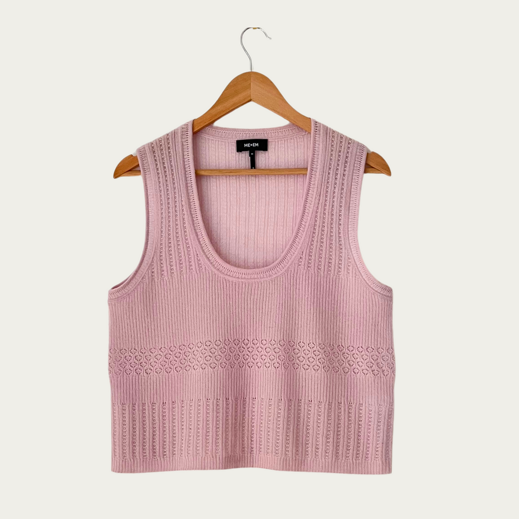 ME + EM Merino Cashmere Silk Sweater Vest In Light Lupin Size M.