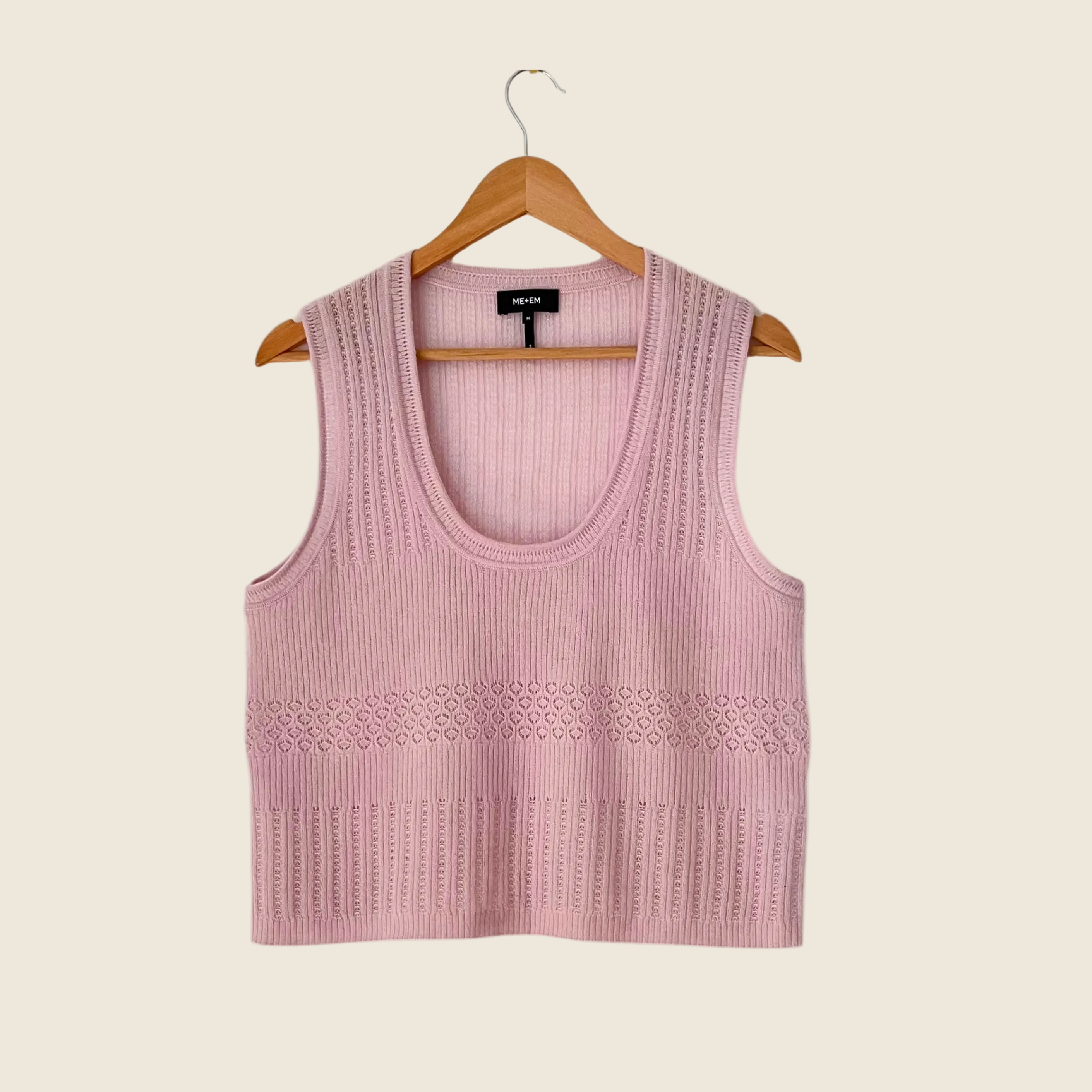 ME + EM Merino Cashmere Silk Sweater Vest In Light Lupin Size M.