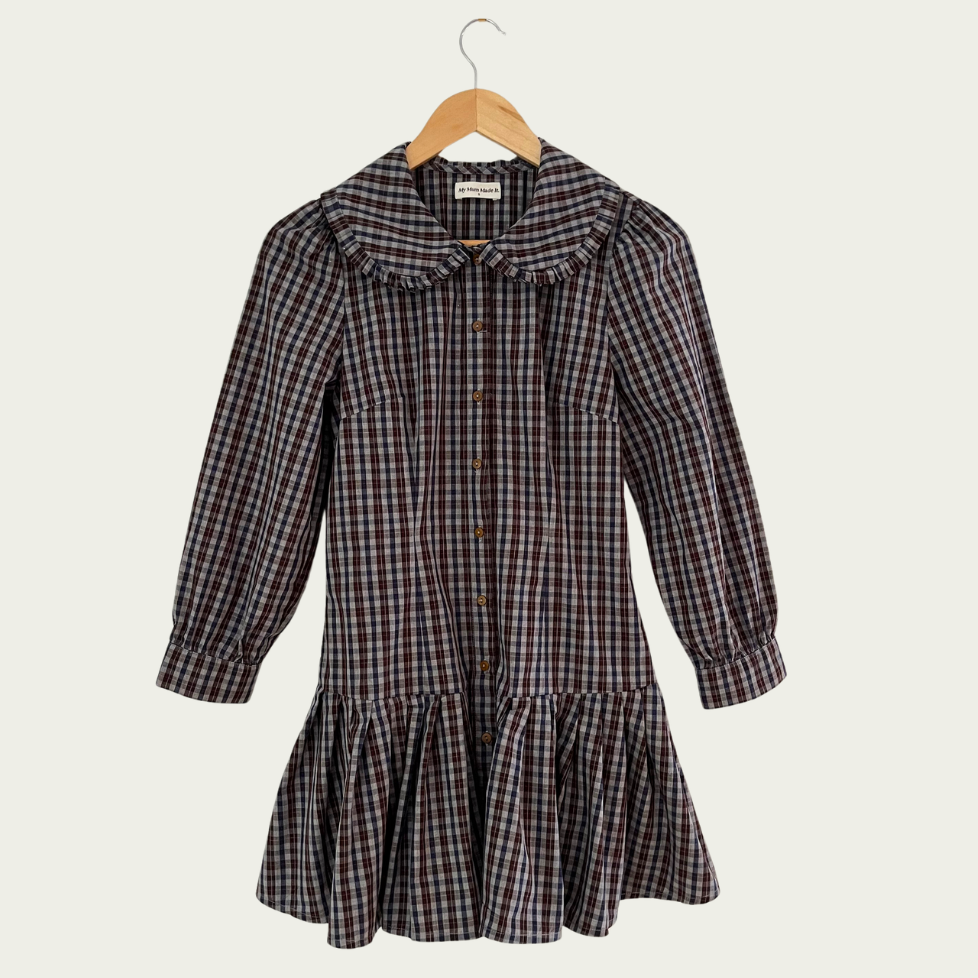My Mum Made It Pleat Shirt Dress In Dark Check Size S.
