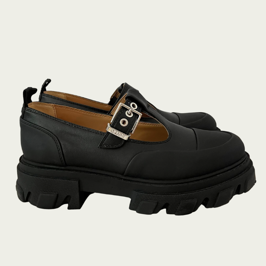 Ganni Cleated Mary Jane Loafers Size IT40/US9.