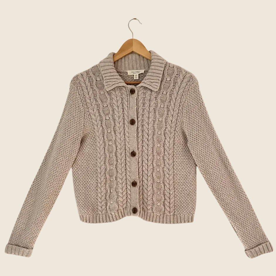 Seasalt Cornwall Natural Forest Ridge Cardigan in Aran Size 14.
