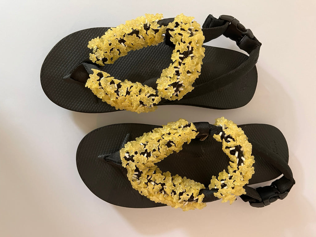 Cecile Behansen x Suicoke KAT Sandals in Black/Yellow.