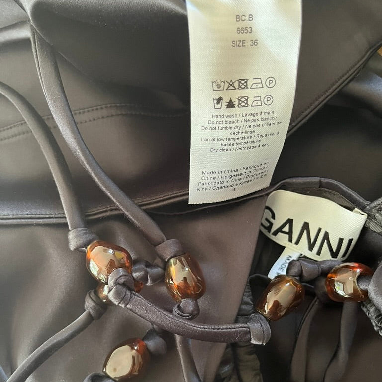 Ganni Double Satin Halter-Neck Dress.