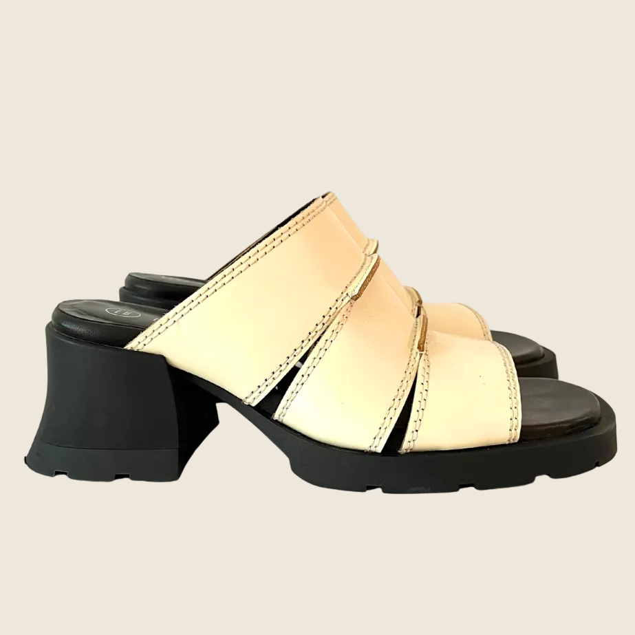 Miista E8 JADZIA Leather Block Heel Mules Size 37.