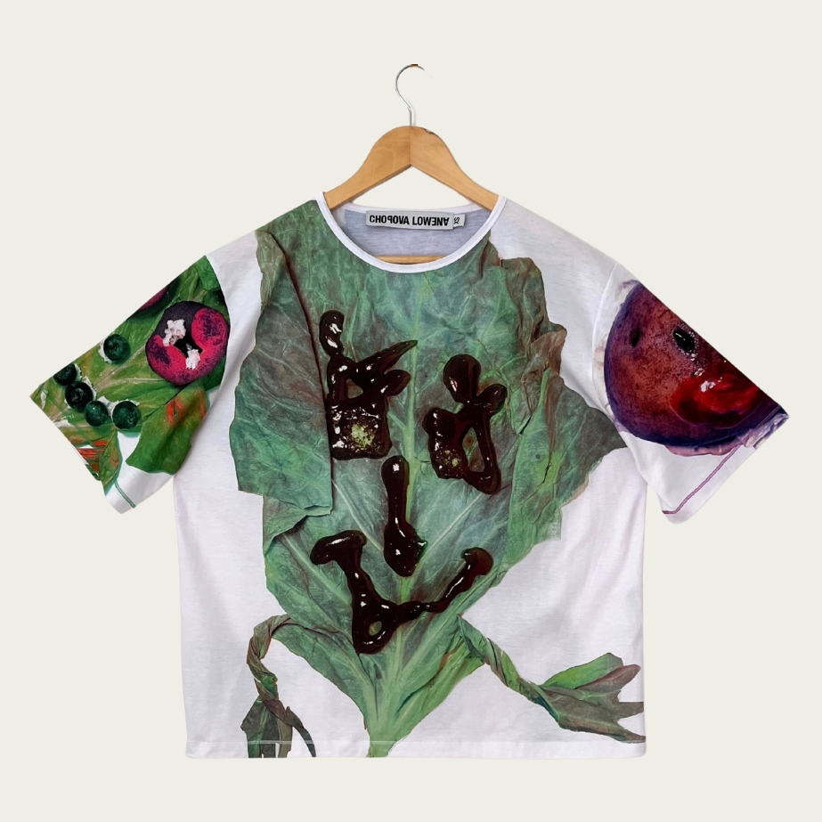 Chorpova Lowena WHITE SALAD SPIN T-shirt Size XS.