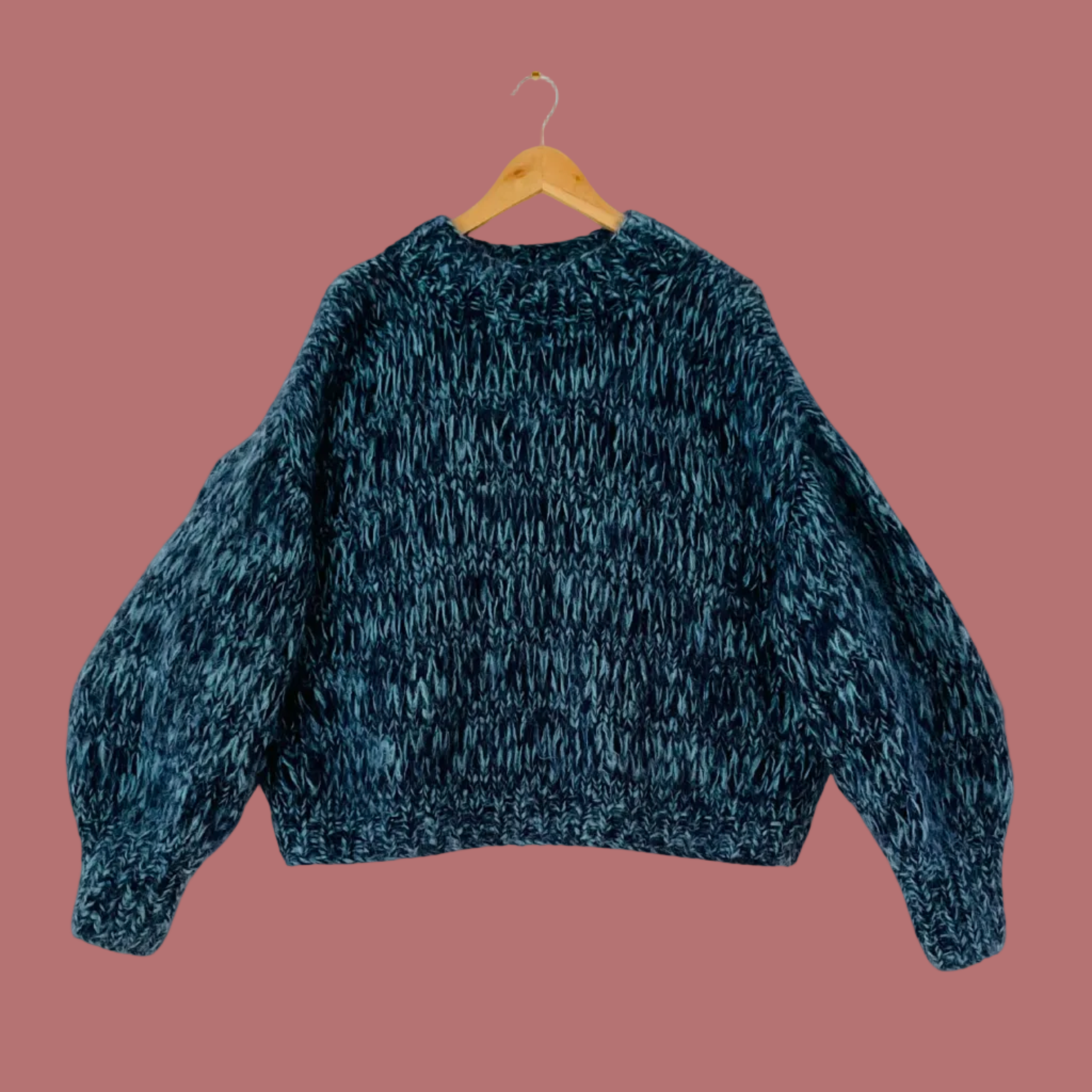 Frisson Knits ISABEL Jumper in Blue Multi One Size.