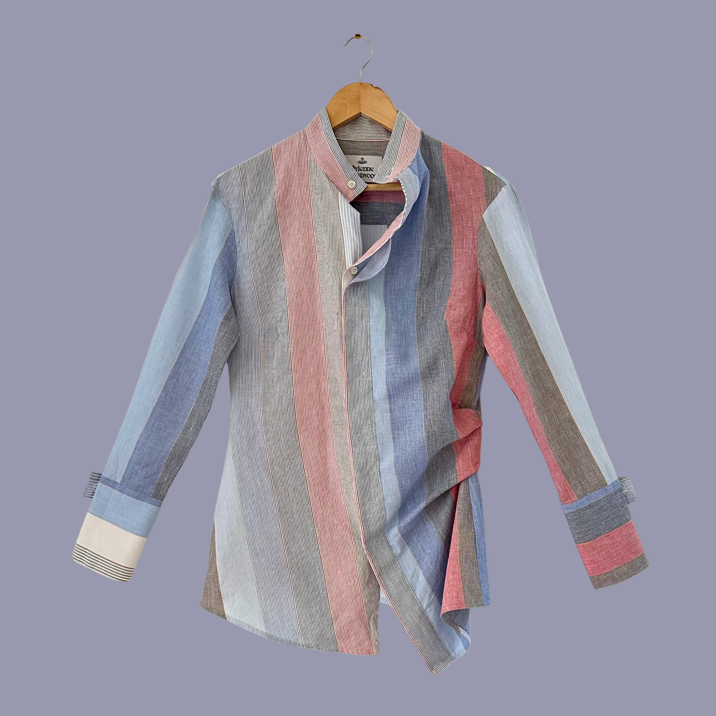 Vivienne Westwood Anglomania Asymmetrical Striped Shirt in Multicolour Size IT38/XS.