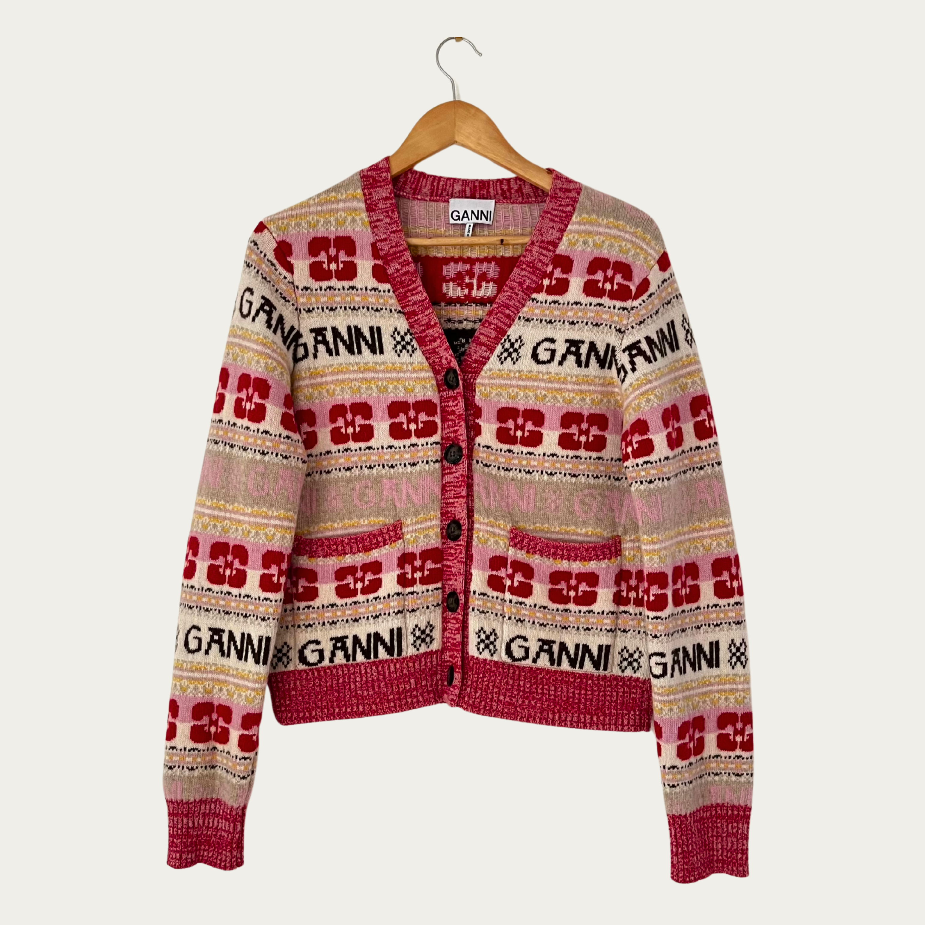 Ganni Wool Blend Cardigan Size S.