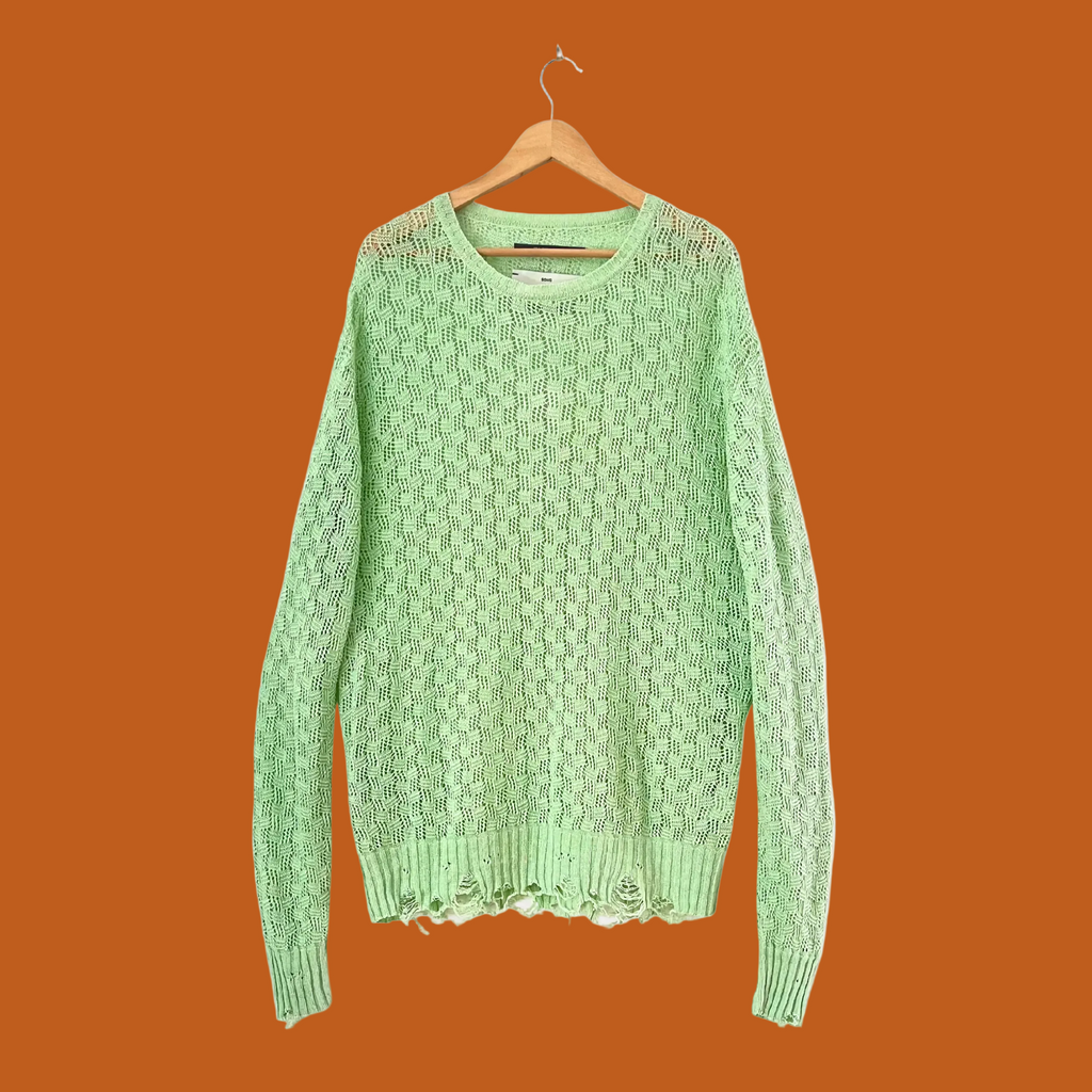 Song For The Mute Green Distressed Sweater.