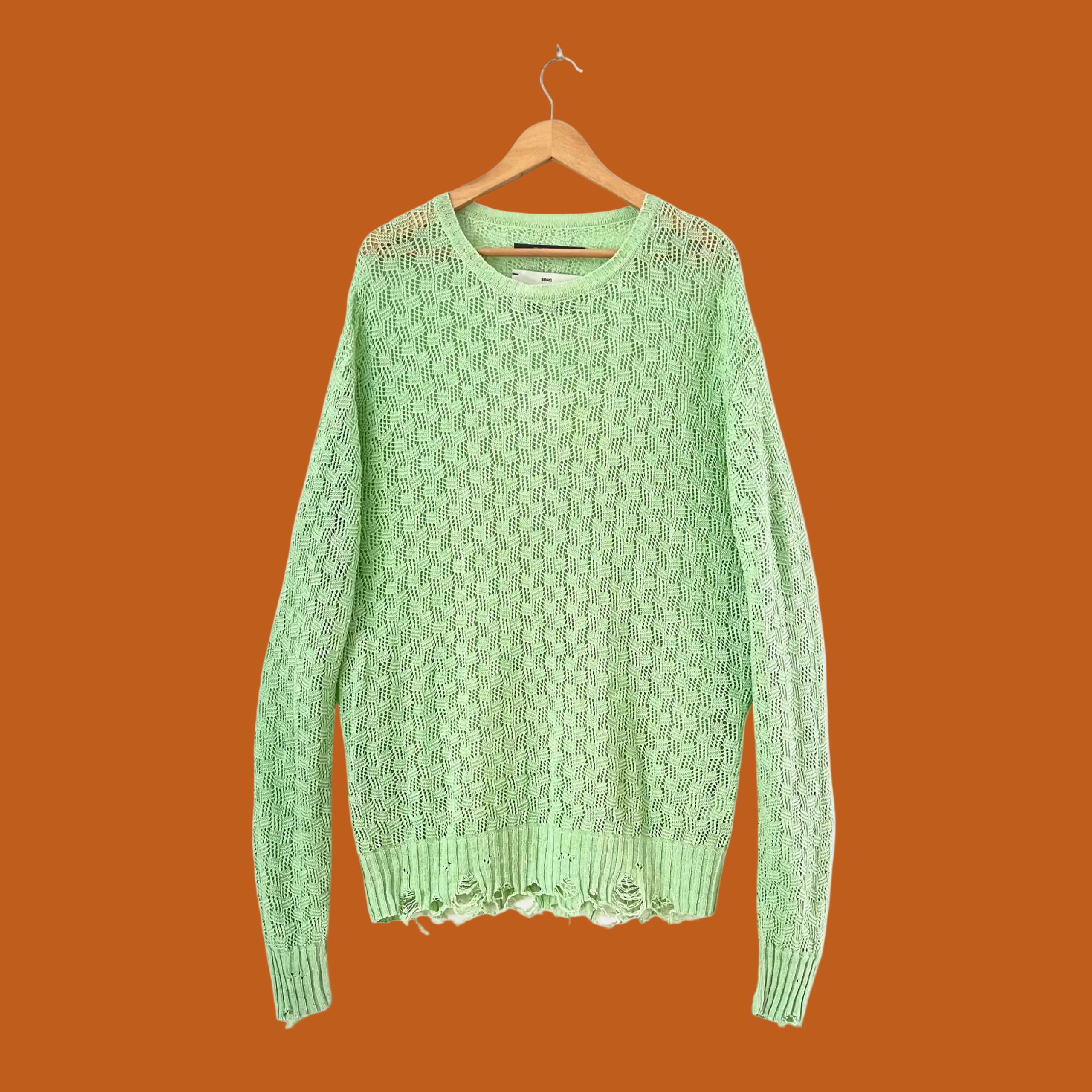 Song For The Mute Green Distressed Sweater.