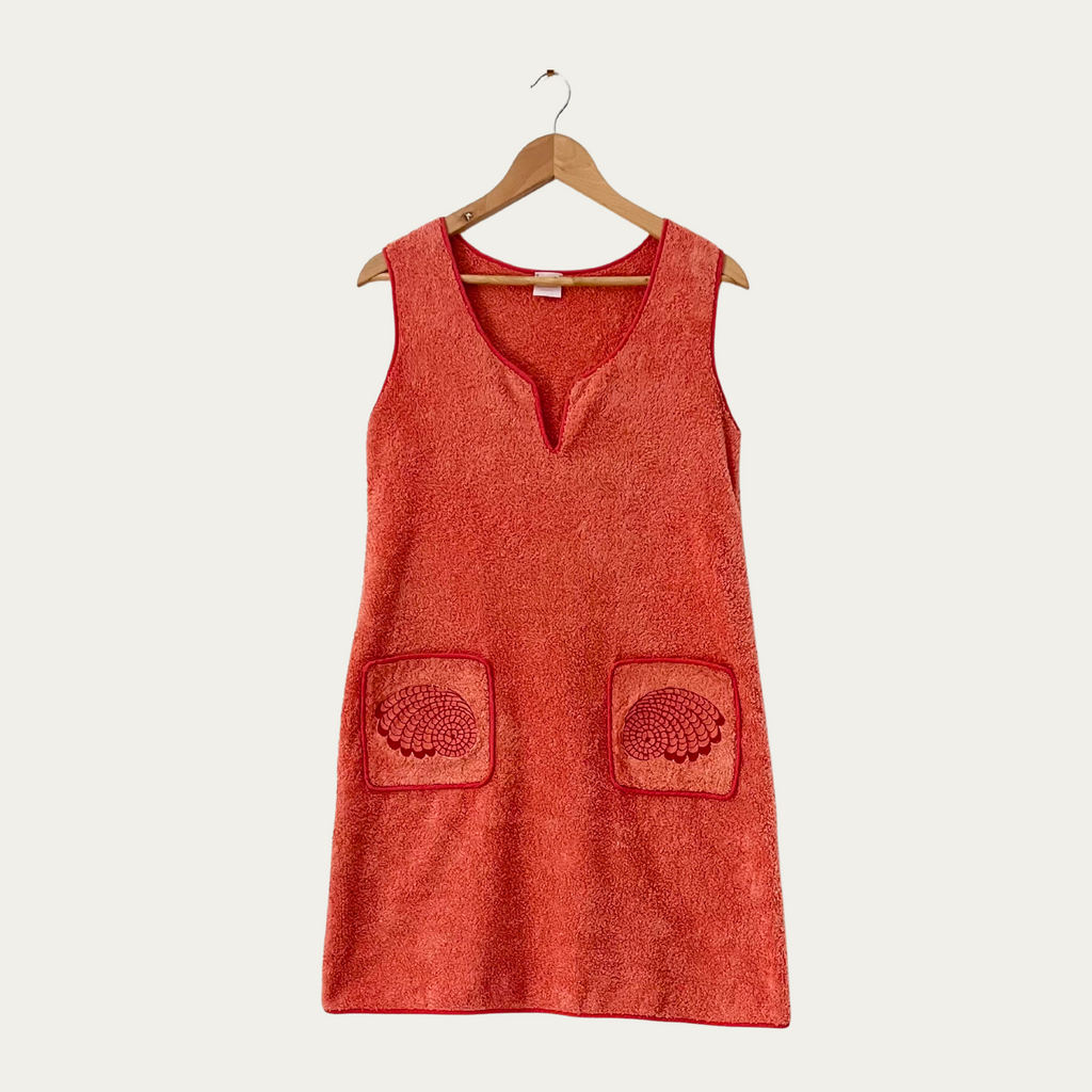 Loretta Caponi VERONICA Cotton Terry Mini Dress in Coral Pink.