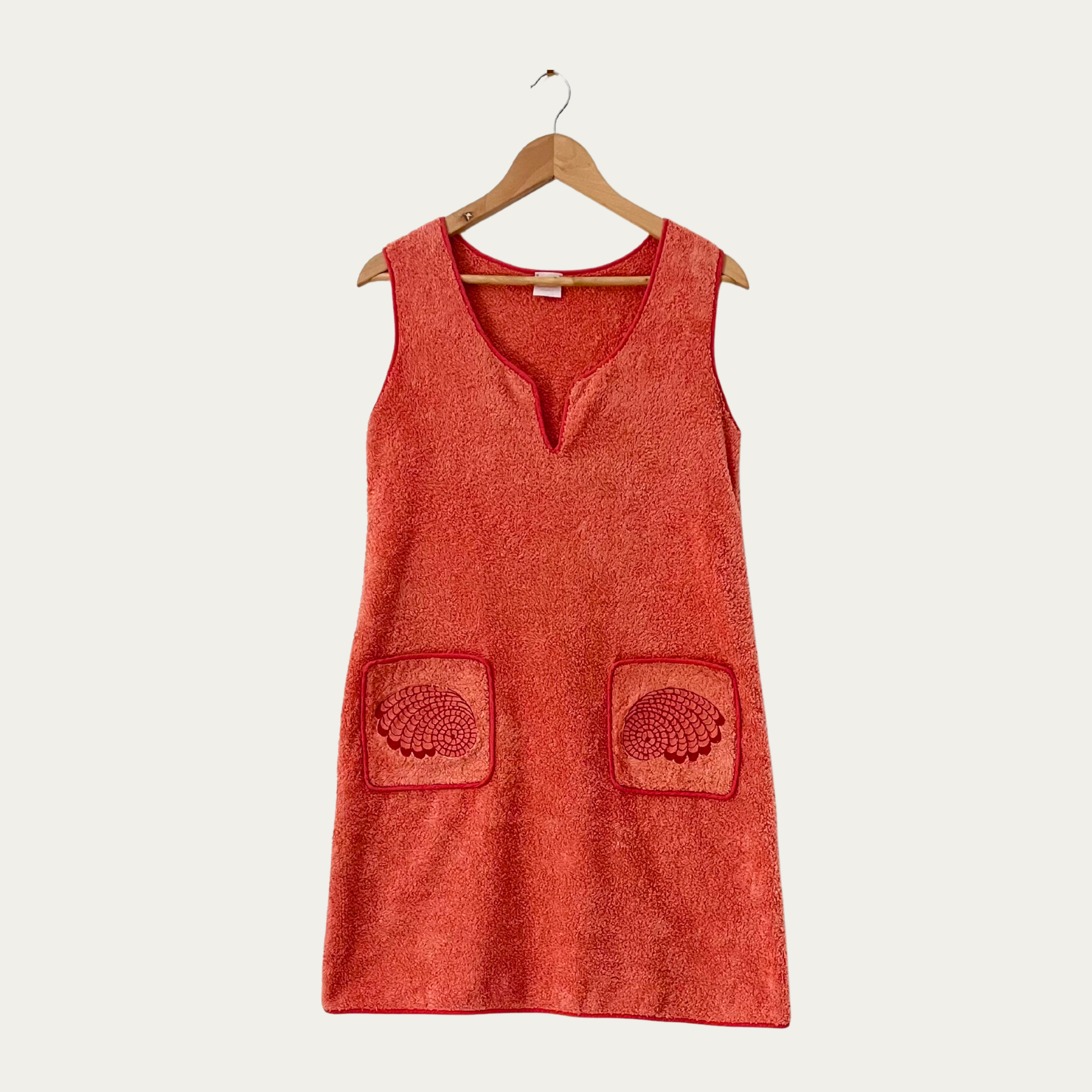 Loretta Caponi VERONICA Cotton Terry Mini Dress in Coral Pink.